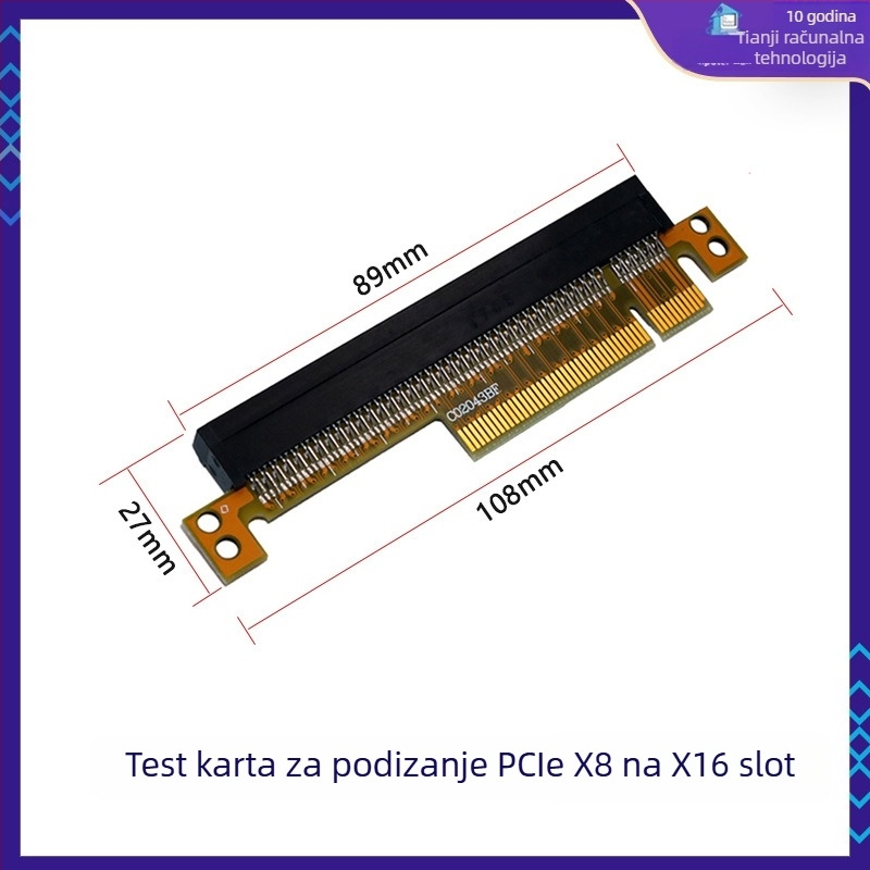 PCIe upravljačka karta za PCIe utore x1/x4/x8/x16 – lijevi adapter za matičnu ploču, bakreno jezgro, model 01