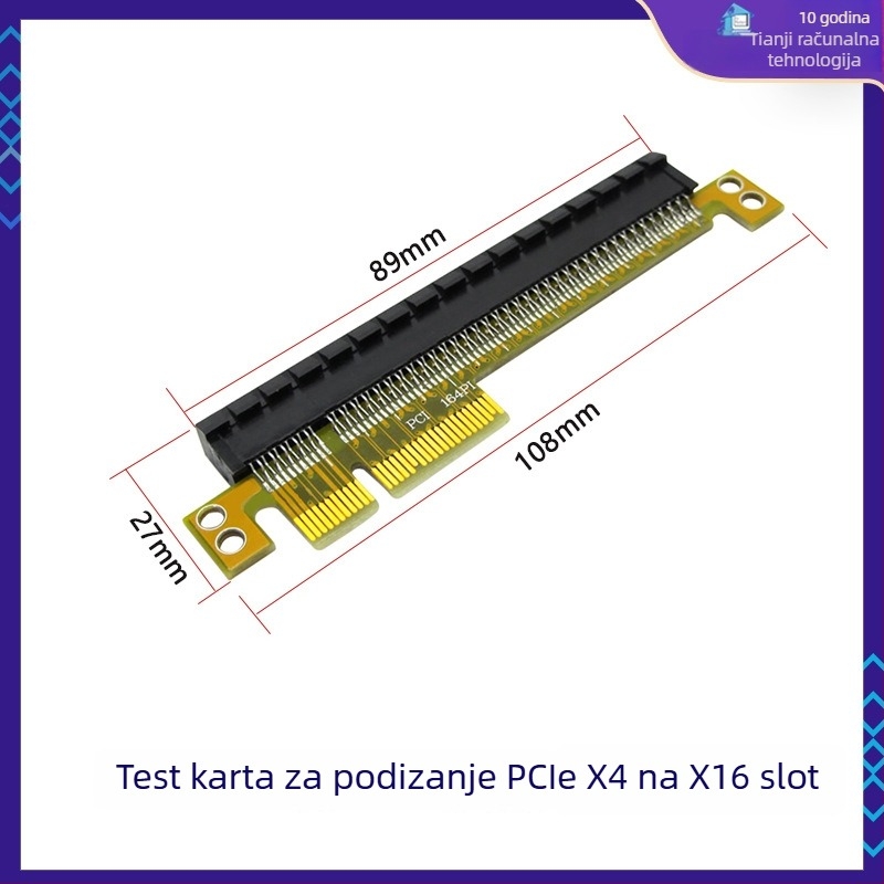 PCIe upravljačka karta za PCIe utore x1/x4/x8/x16 – lijevi adapter za matičnu ploču, bakreno jezgro, model 01