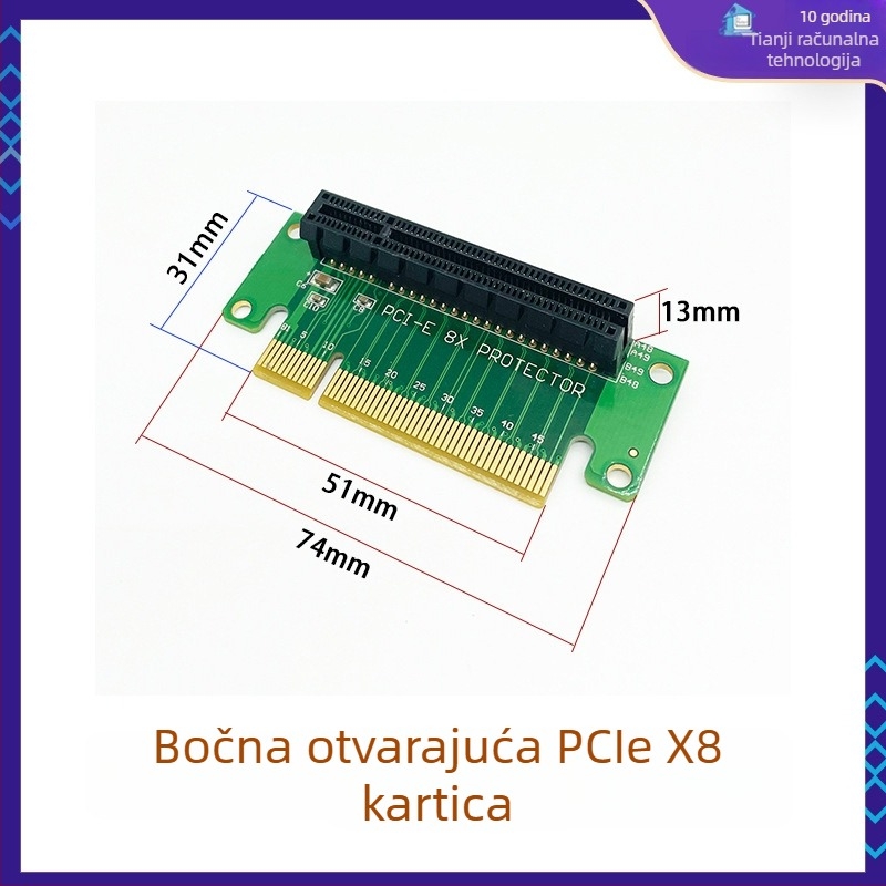 PCIe upravljačka karta za PCIe utore x1/x4/x8/x16 – lijevi adapter za matičnu ploču, bakreno jezgro, model 01