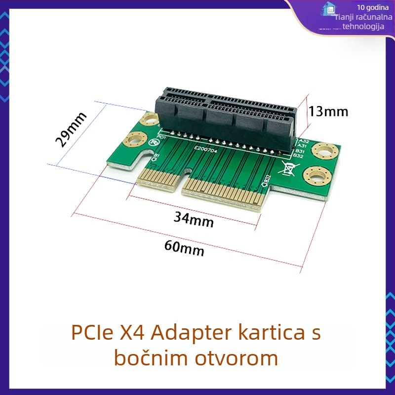 PCIe upravljačka karta za PCIe utore x1/x4/x8/x16 – lijevi adapter za matičnu ploču, bakreno jezgro, model 01