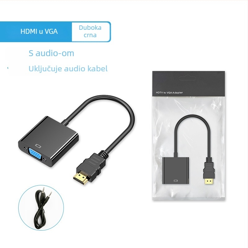 HDMI na VGA adapter sa zvukom, kabel duljine 0,15 m, ABS kućište, zlatni konektor, bakar bez kisika