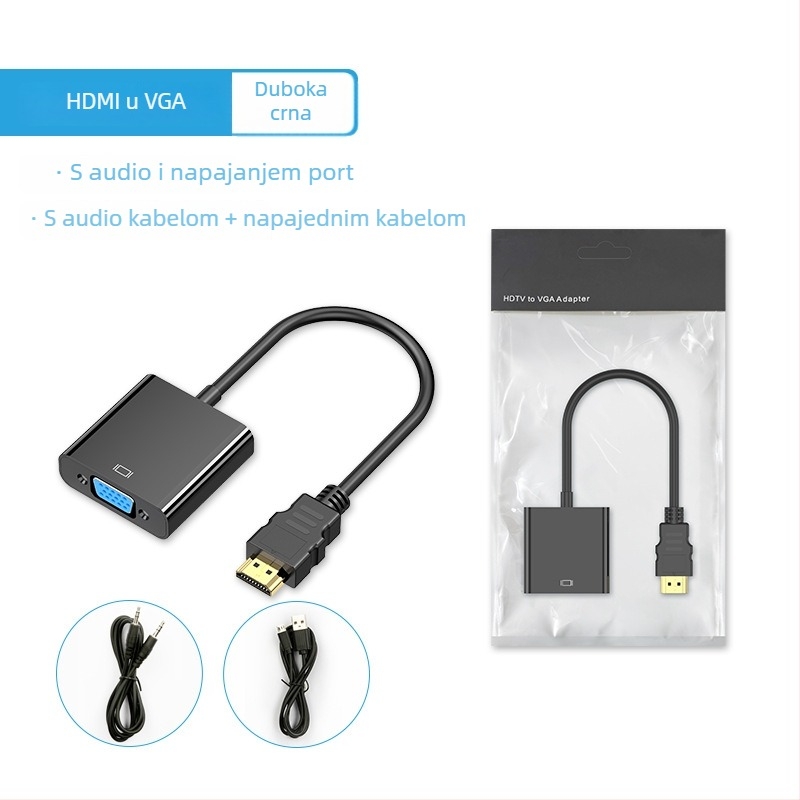 HDMI na VGA adapter sa zvukom, kabel duljine 0,15 m, ABS kućište, zlatni konektor, bakar bez kisika