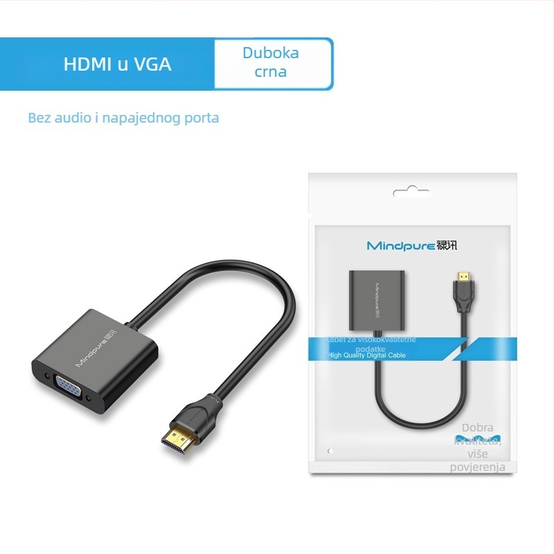 HDMI na VGA adapter sa zvukom, kabel duljine 0,15 m, ABS kućište, zlatni konektor, bakar bez kisika