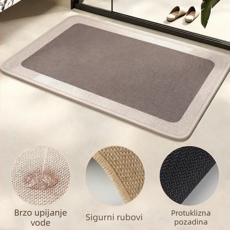 Japanski stil laneni kupaonski tepih, geometrijski uzorak, kvadratnog oblika, periv, prilagodljiv