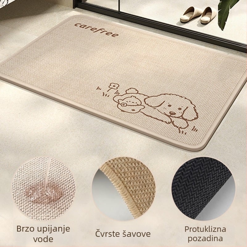 Japanski stil laneni kupaonski tepih, geometrijski uzorak, kvadratnog oblika, periv, prilagodljiv