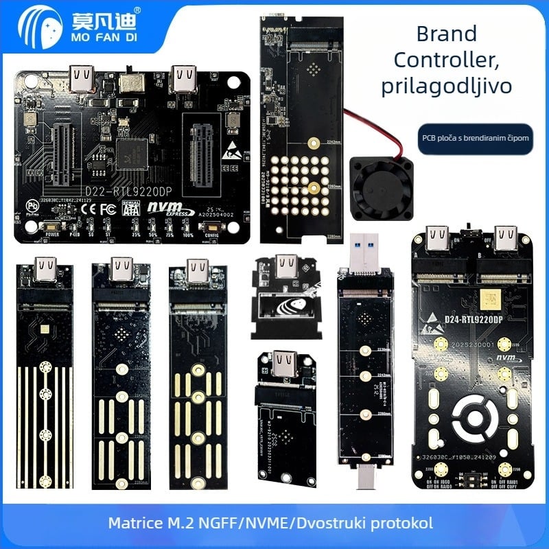 Vanjska kućišta M.2 NVMe za USB 3.1 Type-C i PCIe NGFF adapter, kompatibilan NVMe/NGFF, podržava do 8TB, brzina prijenosa do 20Gbps