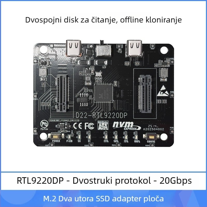 Vanjska kućišta M.2 NVMe za USB 3.1 Type-C i PCIe NGFF adapter, kompatibilan NVMe/NGFF, podržava do 8TB, brzina prijenosa do 20Gbps