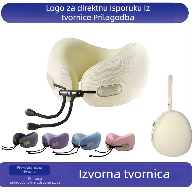 Putni jastuk u obliku U za vrat s memory foam punjenjem, navlaka od Ice Silk, moderni minimalistički stil, pogodan za djecu i odrasle