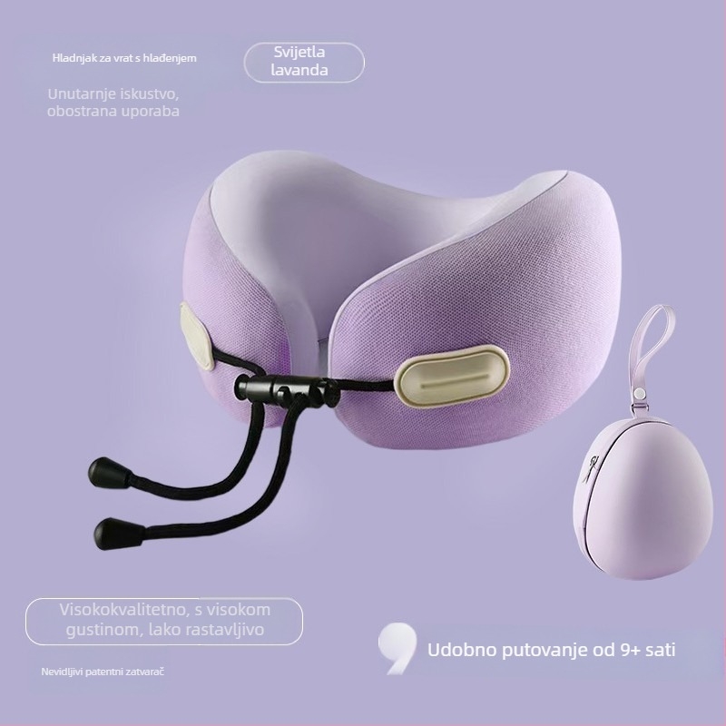 Putni jastuk u obliku U za vrat s memory foam punjenjem, navlaka od Ice Silk, moderni minimalistički stil, pogodan za djecu i odrasle