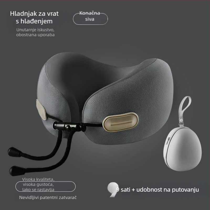 Putni jastuk u obliku U za vrat s memory foam punjenjem, navlaka od Ice Silk, moderni minimalistički stil, pogodan za djecu i odrasle