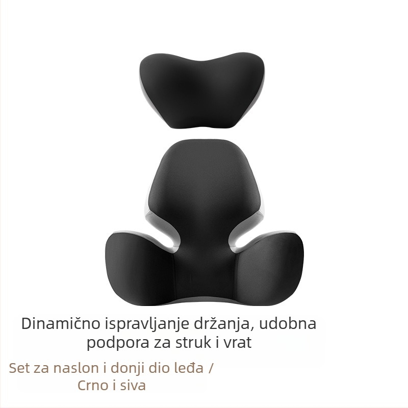 Auto jastuk za glavu i lumbalni jastuk za vožnju, podrška vrata, punilo od memorijske pamucne, vanjski materijal najlon-spandeks, univerzalna prilagodba za sve sezone