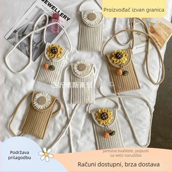 Ženska pamučna tkana crossbody torba s cvjetnim uzorkom, vertikalni kvadratni oblik, zatvaranje poklopcem, jedna naramenica