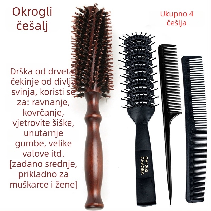 Češalj za stiliziranje kose za muškarce — za kratku kosu, pun i kovrčav izgled, antistatijski, stražnji stil