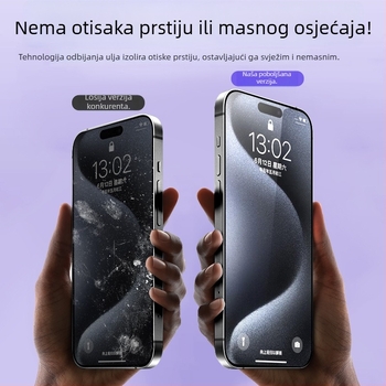 Staklena zaštita zaslona od kaljenog stakla s zaštitom privatnosti za iPhone, potpuno pokrivanje
