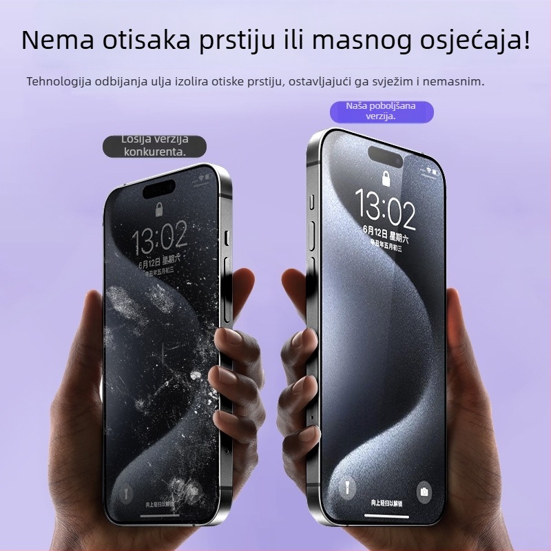 Staklena zaštita zaslona od kaljenog stakla s zaštitom privatnosti za iPhone, potpuno pokrivanje