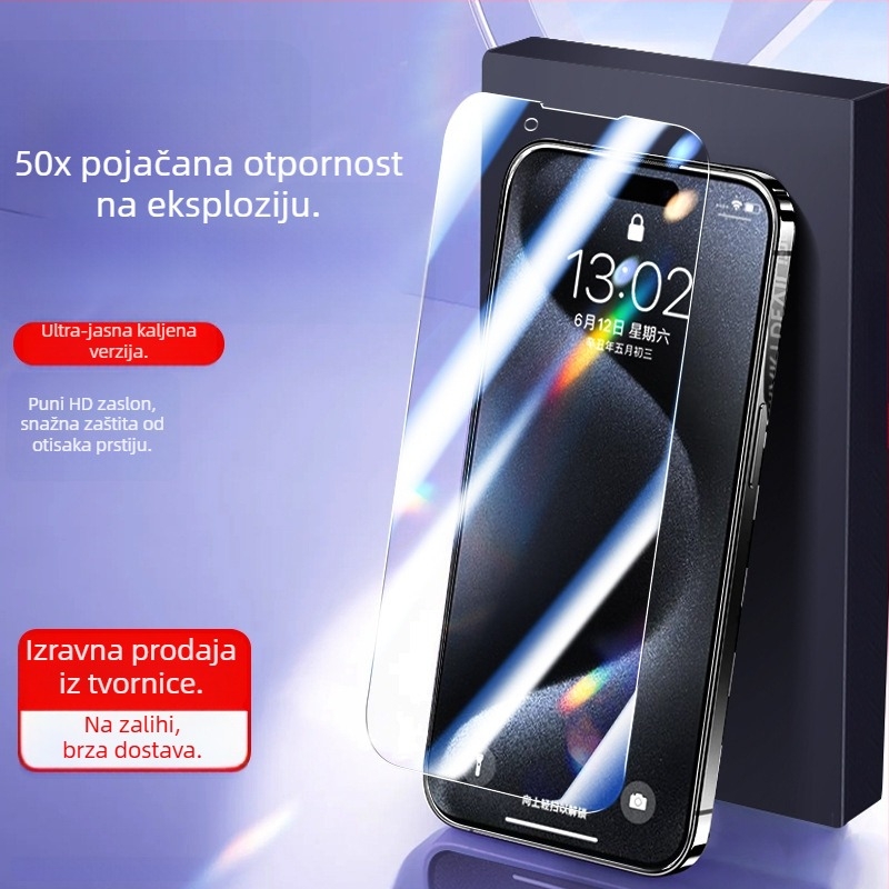 Staklena zaštita zaslona od kaljenog stakla s zaštitom privatnosti za iPhone, potpuno pokrivanje