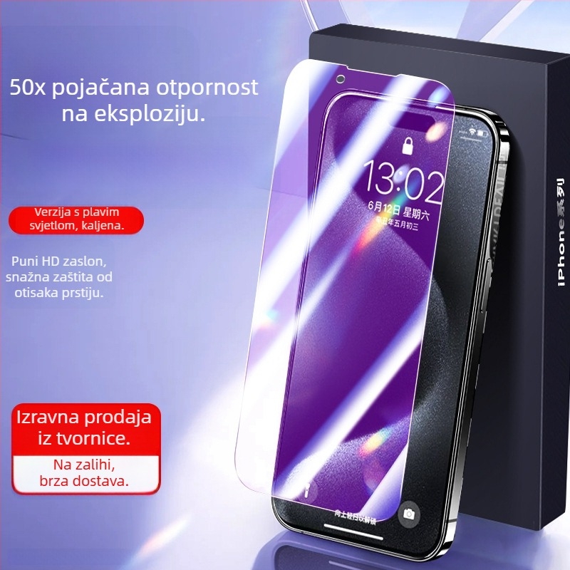 Staklena zaštita zaslona od kaljenog stakla s zaštitom privatnosti za iPhone, potpuno pokrivanje