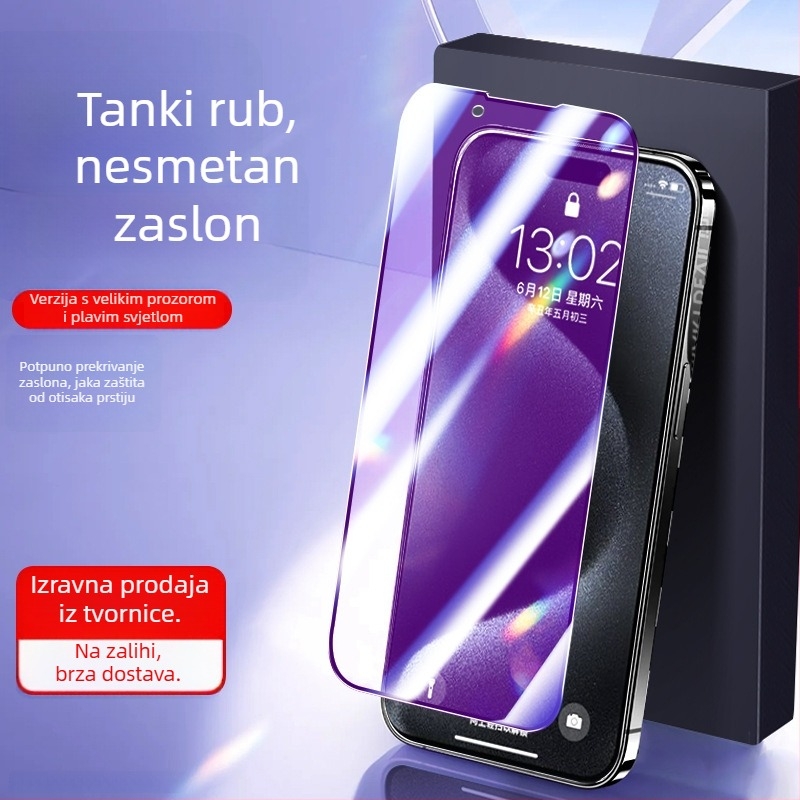 Staklena zaštita zaslona od kaljenog stakla s zaštitom privatnosti za iPhone, potpuno pokrivanje