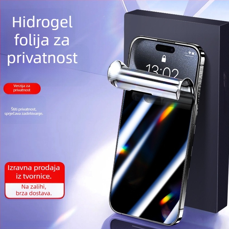 Staklena zaštita zaslona od kaljenog stakla s zaštitom privatnosti za iPhone, potpuno pokrivanje