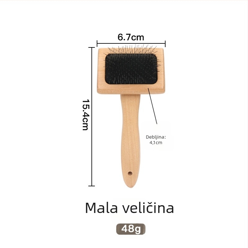 Četkica za njegu kućnih ljubimaca za pse i mačke — masivno drvo i metal, dvostrani češalj s iglicama za raščepljenje čvorova i uklanjanje dlaka (Brand Old Tree)