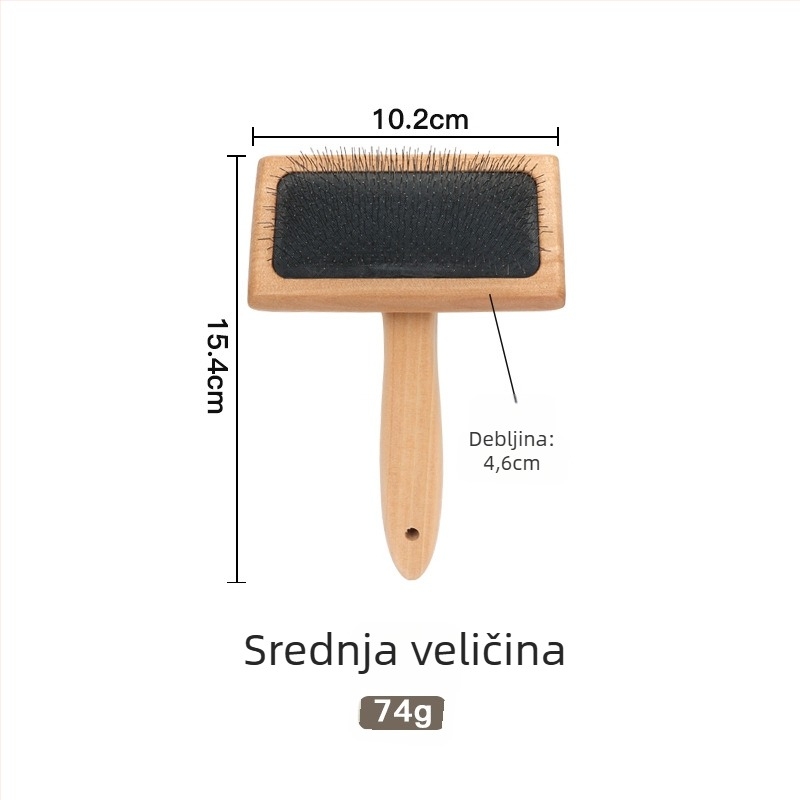 Četkica za njegu kućnih ljubimaca za pse i mačke — masivno drvo i metal, dvostrani češalj s iglicama za raščepljenje čvorova i uklanjanje dlaka (Brand Old Tree)