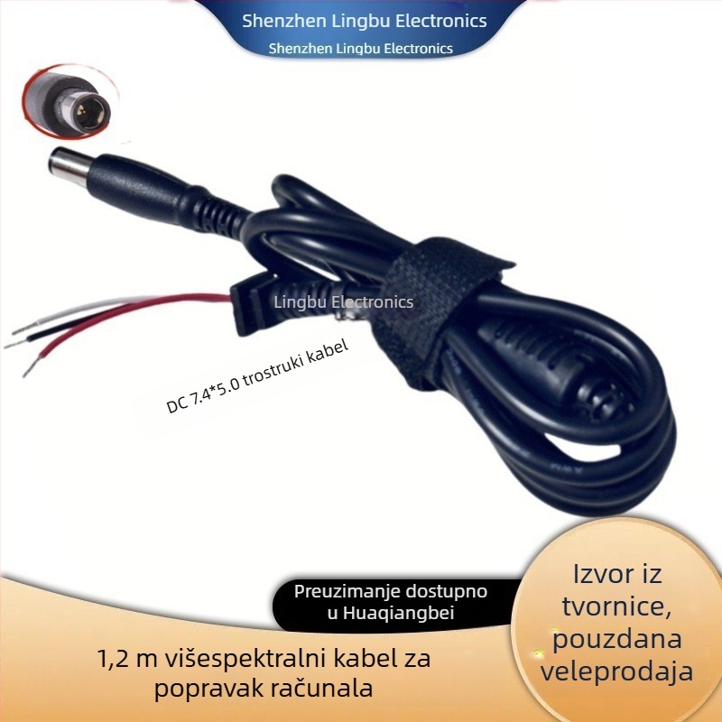 Kabel za napajanje prijenosnika – kompatibilan s Lenovo kvadratnim portom, zamjenski HP kabel, DC priključak, Samsung i Asus prijenosna računala