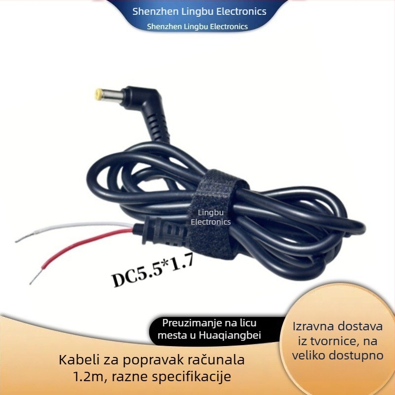 Kabel za napajanje prijenosnika – kompatibilan s Lenovo kvadratnim portom, zamjenski HP kabel, DC priključak, Samsung i Asus prijenosna računala