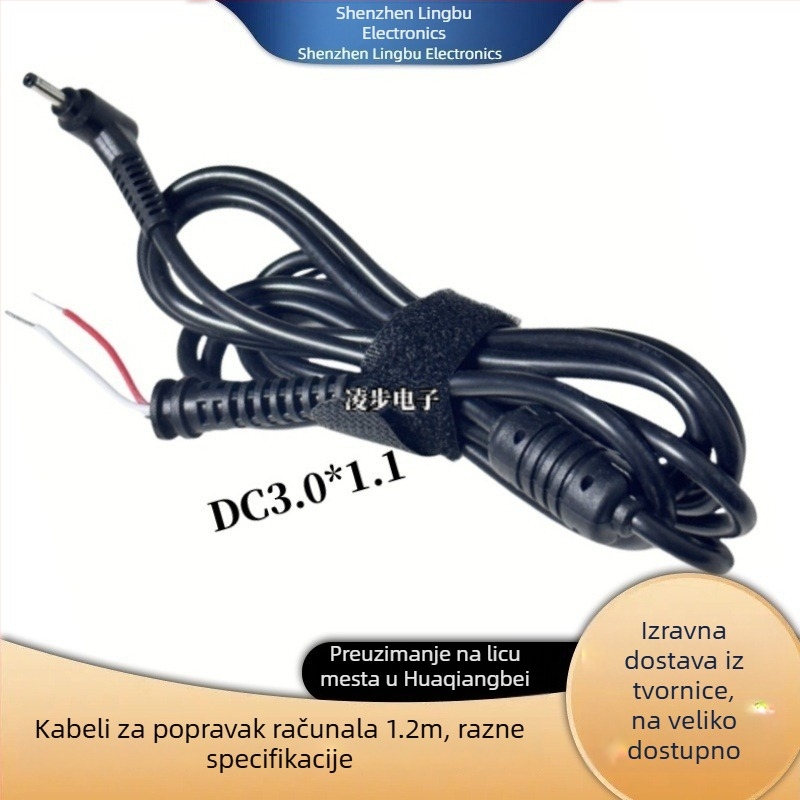 Kabel za napajanje prijenosnika – kompatibilan s Lenovo kvadratnim portom, zamjenski HP kabel, DC priključak, Samsung i Asus prijenosna računala