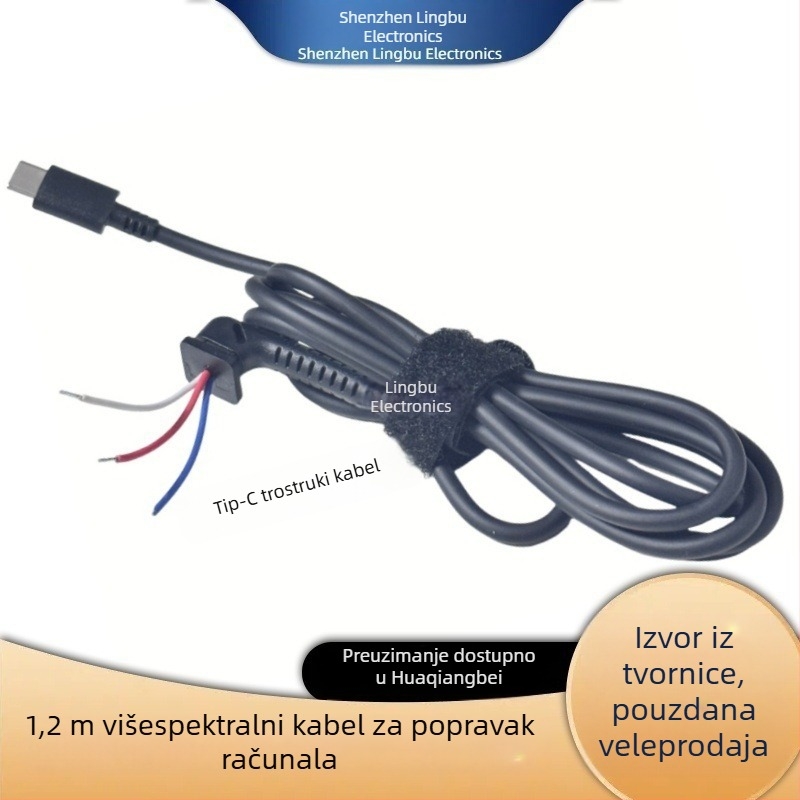 Kabel za napajanje prijenosnika – kompatibilan s Lenovo kvadratnim portom, zamjenski HP kabel, DC priključak, Samsung i Asus prijenosna računala