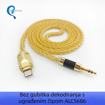 Type-C na 3,5 mm audio kabel, Changsheng, bakreni vodič s premazom srebra, oksigen-free bakreni vodič, ROHS potvrda