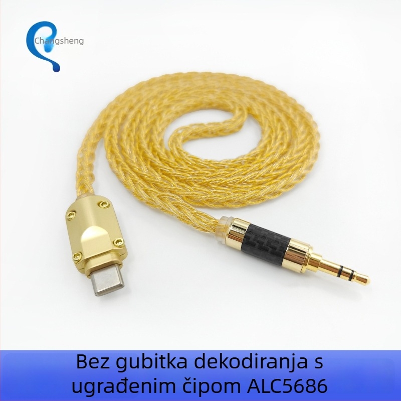 Type-C na 3,5 mm audio kabel, Changsheng, bakreni vodič s premazom srebra, oksigen-free bakreni vodič, ROHS potvrda