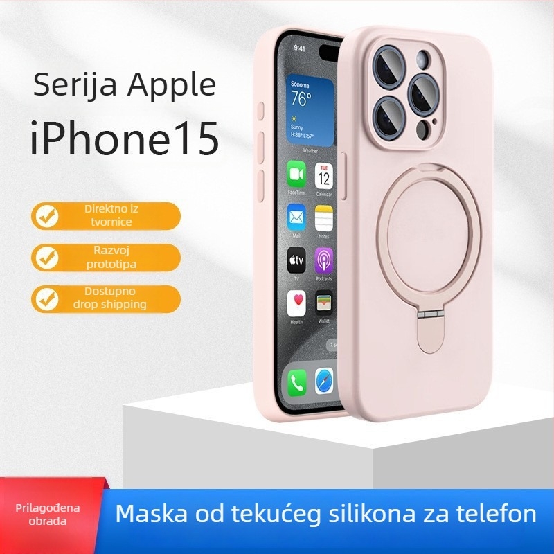 Kućište za iPhone 14 Pro Max s magnetskom podrškom, tekući silikon, otporno na padanje, protiv otisaka prstiju