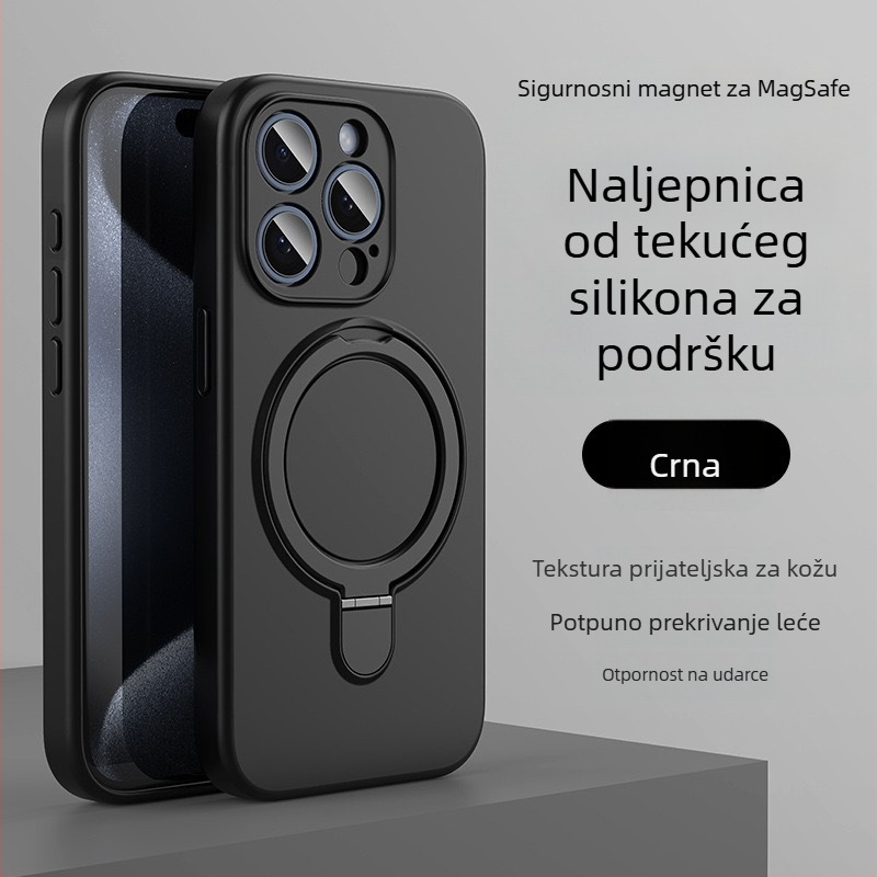 Kućište za iPhone 14 Pro Max s magnetskom podrškom, tekući silikon, otporno na padanje, protiv otisaka prstiju