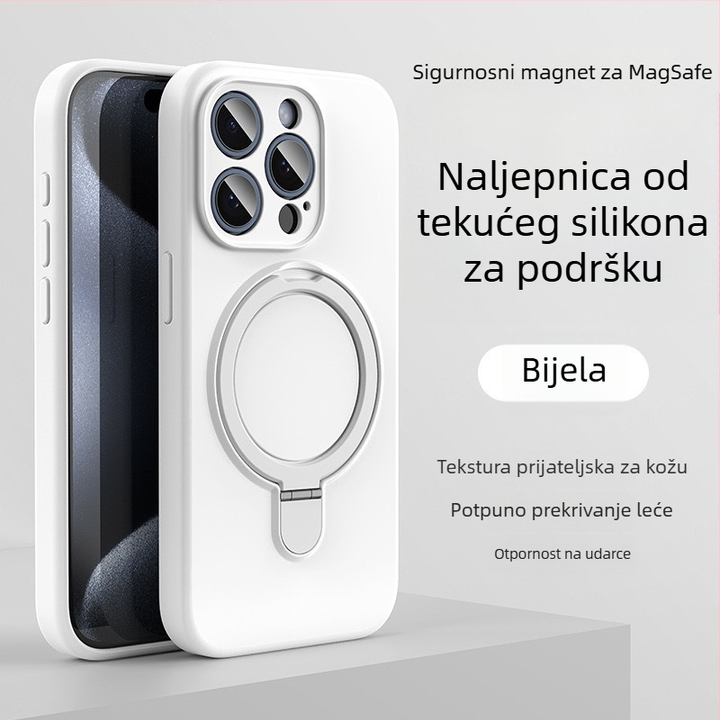 Kućište za iPhone 14 Pro Max s magnetskom podrškom, tekući silikon, otporno na padanje, protiv otisaka prstiju