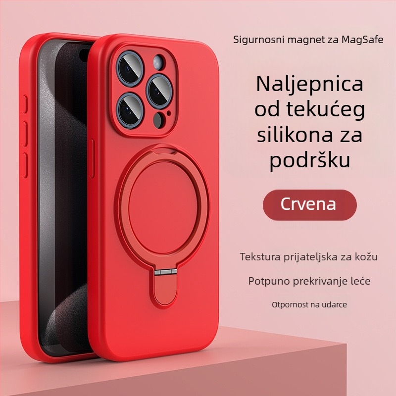 Kućište za iPhone 14 Pro Max s magnetskom podrškom, tekući silikon, otporno na padanje, protiv otisaka prstiju