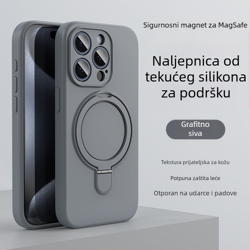 Kućište za iPhone 14 Pro Max s magnetskom podrškom, tekući silikon, otporno na padanje, protiv otisaka prstiju