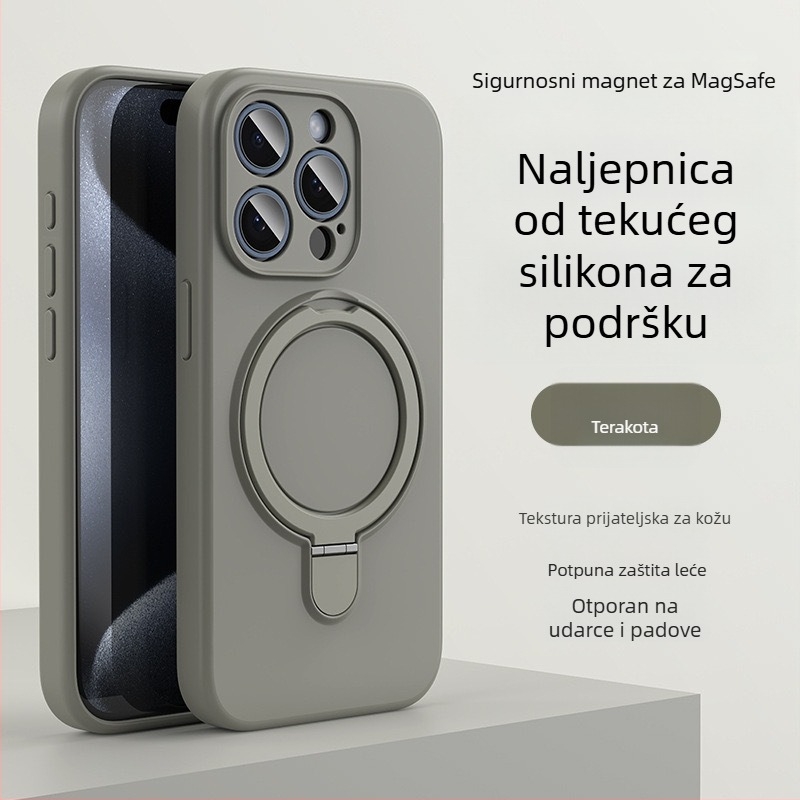 Kućište za iPhone 14 Pro Max s magnetskom podrškom, tekući silikon, otporno na padanje, protiv otisaka prstiju