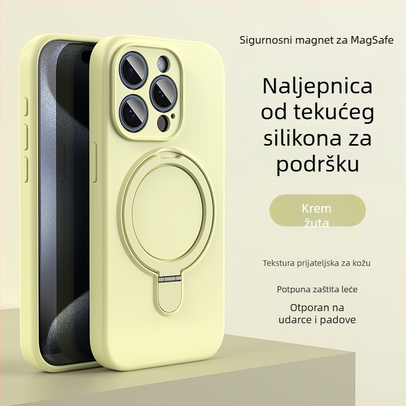 Kućište za iPhone 14 Pro Max s magnetskom podrškom, tekući silikon, otporno na padanje, protiv otisaka prstiju