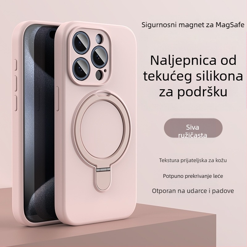 Kućište za iPhone 14 Pro Max s magnetskom podrškom, tekući silikon, otporno na padanje, protiv otisaka prstiju