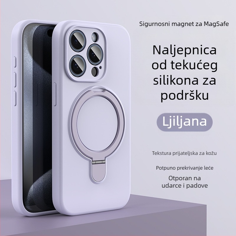 Kućište za iPhone 14 Pro Max s magnetskom podrškom, tekući silikon, otporno na padanje, protiv otisaka prstiju