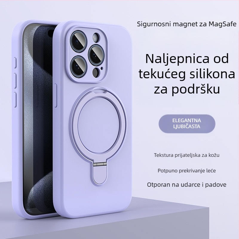 Kućište za iPhone 14 Pro Max s magnetskom podrškom, tekući silikon, otporno na padanje, protiv otisaka prstiju