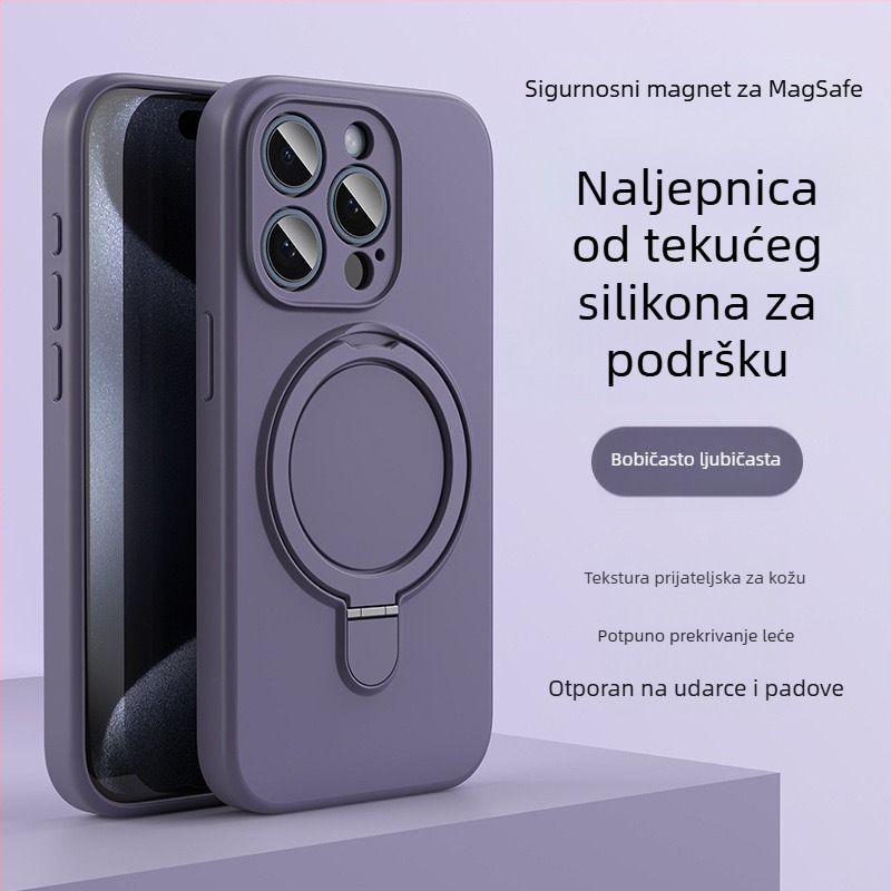 Kućište za iPhone 14 Pro Max s magnetskom podrškom, tekući silikon, otporno na padanje, protiv otisaka prstiju