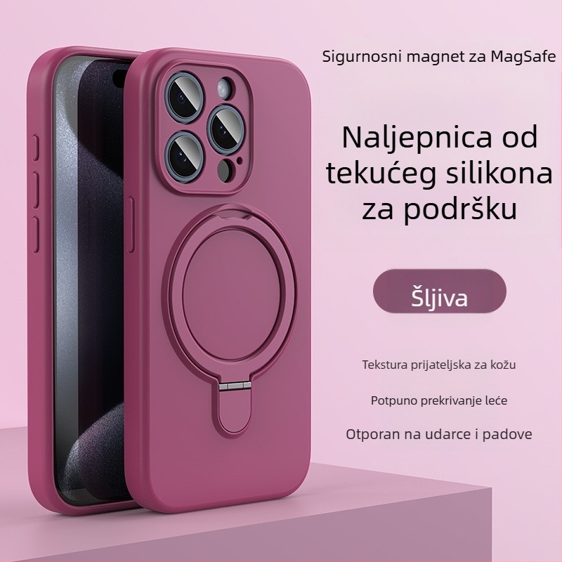 Kućište za iPhone 14 Pro Max s magnetskom podrškom, tekući silikon, otporno na padanje, protiv otisaka prstiju