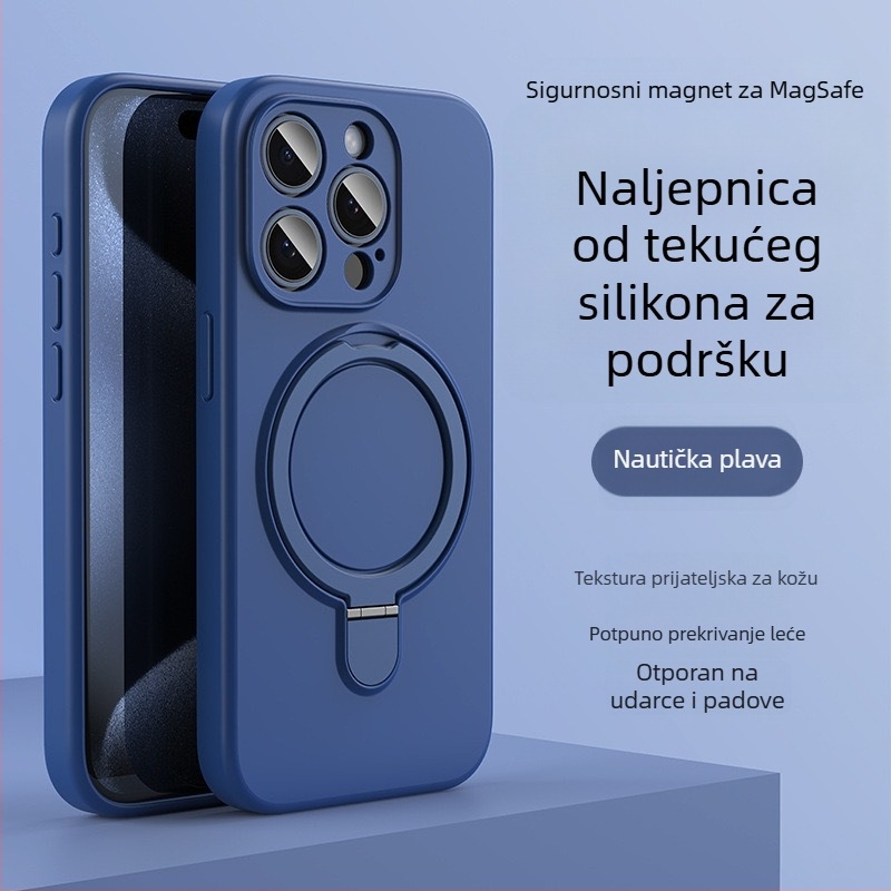 Kućište za iPhone 14 Pro Max s magnetskom podrškom, tekući silikon, otporno na padanje, protiv otisaka prstiju