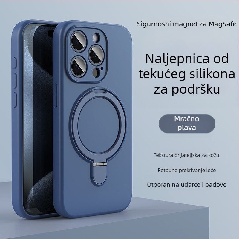 Kućište za iPhone 14 Pro Max s magnetskom podrškom, tekući silikon, otporno na padanje, protiv otisaka prstiju