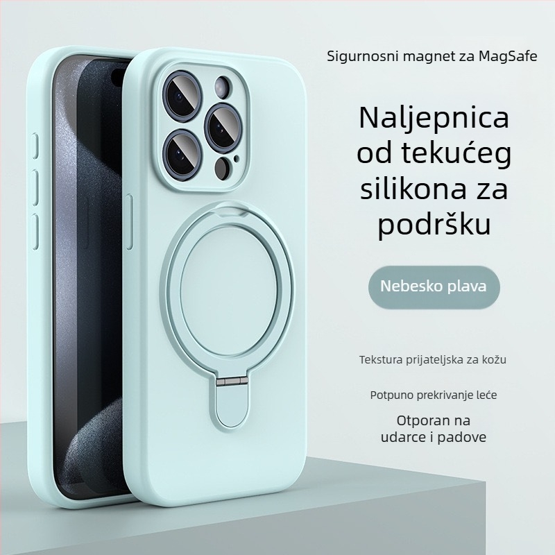 Kućište za iPhone 14 Pro Max s magnetskom podrškom, tekući silikon, otporno na padanje, protiv otisaka prstiju