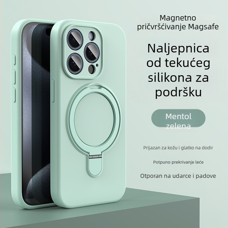 Kućište za iPhone 14 Pro Max s magnetskom podrškom, tekući silikon, otporno na padanje, protiv otisaka prstiju