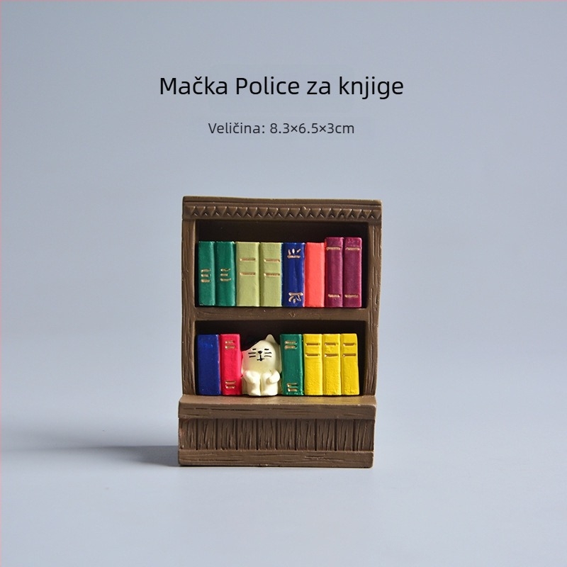 Mačka u crtani stil, stolna lampa od sintetičke smole, mini pejzaž bonsai