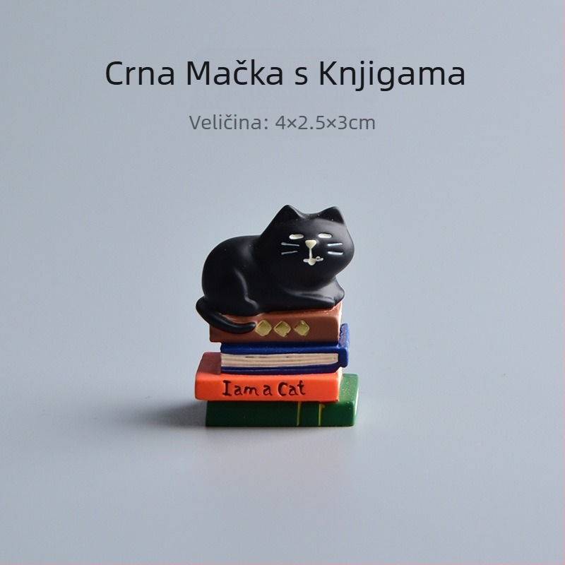 Mačka u crtani stil, stolna lampa od sintetičke smole, mini pejzaž bonsai