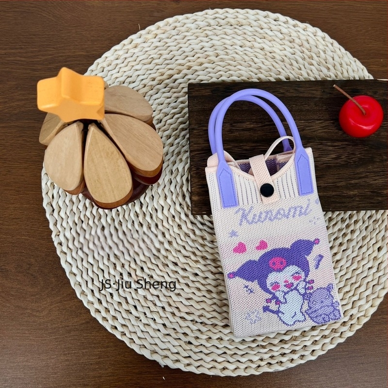 Teksturirana ručna torbica za telefon sa srcolnim oblikom — svjež i sladak stil, materijal poliester, oblik uspravnog kvadrata, zaključavanje, unutarnja pretinica za telefon